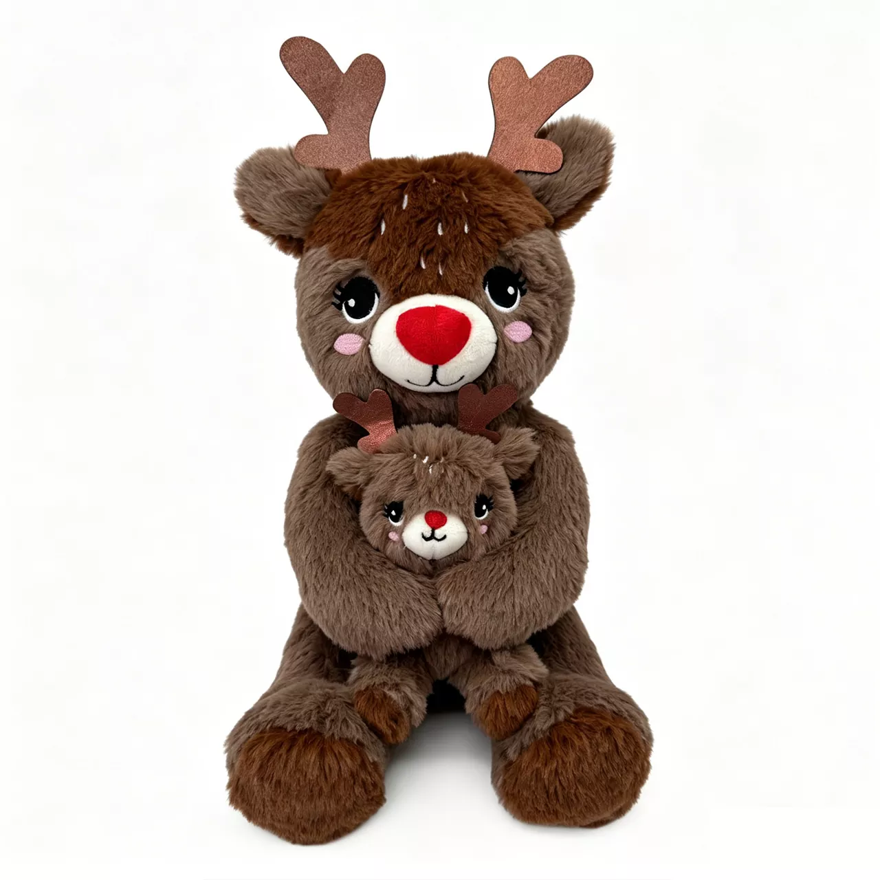 Mamãe Rena Com Bebê Brinquedo De Pelúcia De Natal Mamãe Rena Com Bebê Brinquedo De Pelúcia De Natal